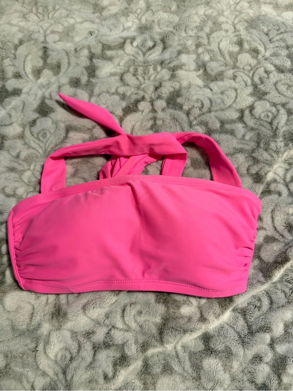 Hot Pink Bandeau Bikini Top with Halter Tie